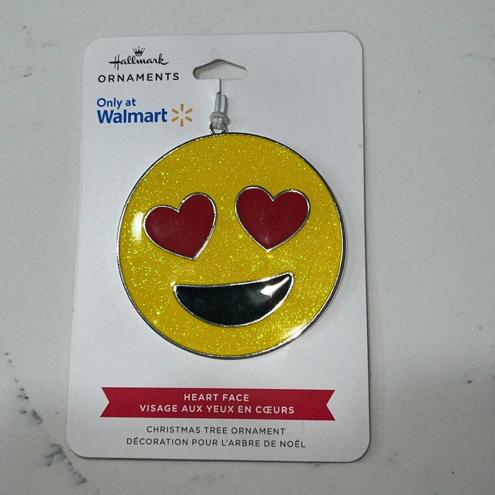 Hallmark Heart Eyes Emoji Smiley Face Metal Christmas Tree Ornament